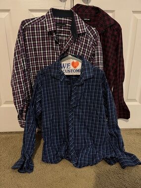 Jared Lang Blue, Purple & Red Plaid Button-Down Shirts bundle